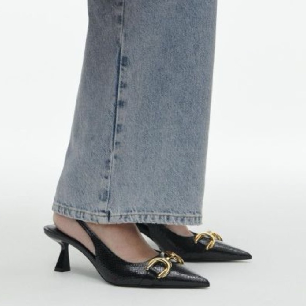 NWT. Zara Black Animal Print High Embossed Heel Mules. Size 9 - Picture 6 of 11